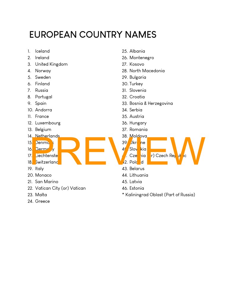 GEOGRAPHY: Europe (PDF)