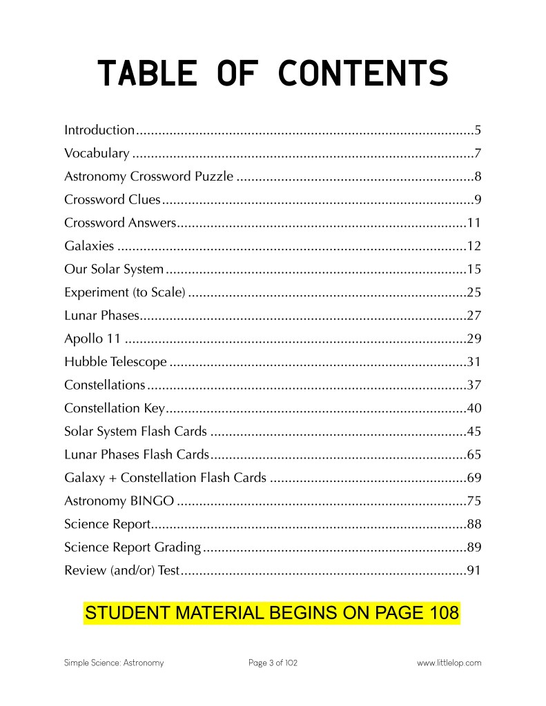 SCIENCE: Astronomy Unit Study (PDF)
