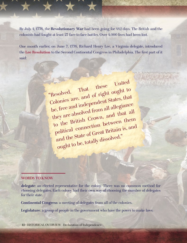 AMERICAN HISTORY WORKBOOK: Declaration of Independence - Level 1