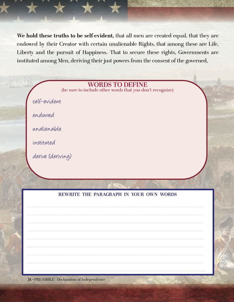 AMERICAN HISTORY WORKBOOK: Declaration of Independence - Level 1