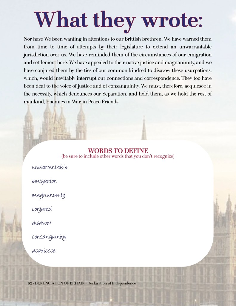 AMERICAN HISTORY WORKBOOK: Declaration of Independence - Level 1